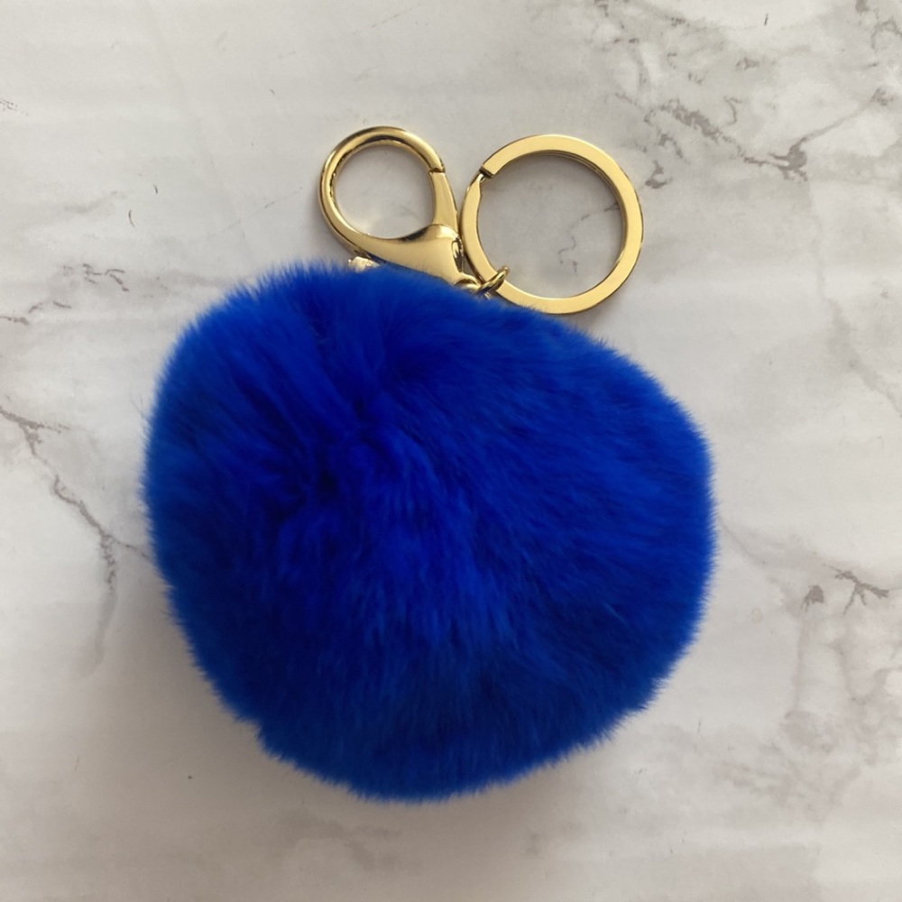 NEW Pom Pom Key Chain Royal Blue